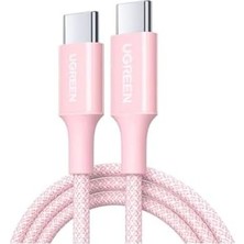 TeknoKapsül Usb-C 100W 5A Qc Pd Örgülü Hızlı Şarj Kablosu, 1 Metre, Pembe, 65251