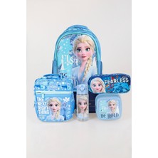 Elsa Dekomus Lisanslı Elsa Frozen Okul Çantası Kalem Çantası Beslenme Çantası Beslenme Kabı ve 500 ml Matara Okul Seti