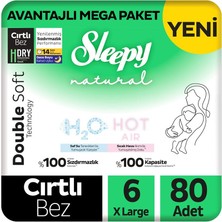 Sleepy Natural Double Soft Avantajlı Mega Paket Bebek Bezi 6 Numara Xlarge 80 Adet