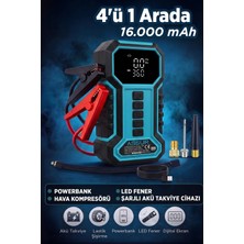 Assur 16.000 Mah Taşıma Çantalı Akü Takviye Cihazı | Hava Kompresörü | Powerbank | LED Işık |