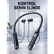 Marsilyan Uzun Kullanım Süreli Bluetooth Kulaklık Boyun Bantlı Mikrofonlu 600 Saat Müzik Süreli Ses ve Çağrı Kontrollü Kablosuz Kulaklık