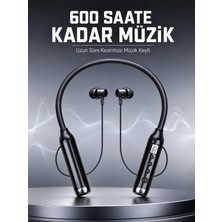 Marsilyan Dijital Göstergeli Boyun Tipi Bluetooth Kulaklık Mikrofonlu Çağrı ve Müzik Kontrollü Çift Cihaz Bağlantılı Kulaklık