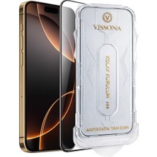 Vissona iPhone 17 Pro Uyumlu %100 Gerçek Temperli Cam Ekran Koruyucu Plastik Film Değil Kırılmaz Cam Tam Kaplayan Kolay Kurulum Aparatlı