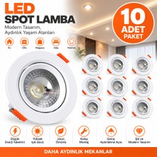 İso Light 10’lu LED Spot Lamba Seti – Beyaz Yuvarlak Gömme Tavan Spotu, Modern Iç Mekan Aydınlatma