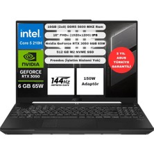 ASUS TUF Gaming F16 FX607VJ-RL033-GAMING Intel Core 5 210H 16GB 512GB SSD RTX 3050 6GB (65W) 16" FHD+ WUXGA 144Hz IPS Panel Taşınabilir Bilgisayar