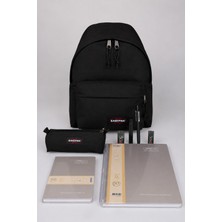 x Dekomus , Orjinal Eastpak & Faber Castell Kırtasiye Seti Padded Pak'r 40 cm Büyük Boy Okul ve Kalem Çantası,a4 Defter