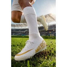 In Step Vortex Futbol Kramponu Çoraplı Bilekli Bağcıklı Dişli Taban Halı Saha ve Çim Saha Krampon –beyaz Altın