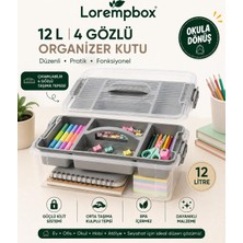 Lorempbox 12 L 4 Gözlü Organizer Kutu – Çıkarılabilir Bölmeli Taşıma Tepsili, Kilitli Çok Amaçlı Düzenleyici Saklama Kutusu