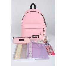 x Dekomus , Orjinal Eastpak & Faber Castell Kırtasiye Seti Padded Pak'r 40 cm Büyük Boy Okul ve Kalem Çantası,a4 Defter