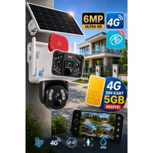 O-kam 3915 4G 6MP Dual Lens Güneş Panelli Solar Sirenli Güvenlik Kamerası Sim Kart Dahil (5GB*1AY)