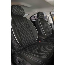 Freshstart Fiat Linea Dynamic Uyumlu Yarı Deri Oto Koltuk Kılıfı Siyah Beyaz Petra Serisi
