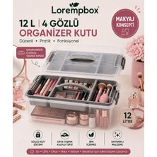 Lorempbox 12 L 4 Gözlü Makyaj ve Bakım Organizer Kutusu – Çıkarılabilir Taşıma Tepsili, Kilitli Kozmetik Düzenleyici