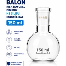 Labolist Balon Kısa Boyunlu Dibi Düz Ns Şilifli Borosilikat 150 ml