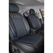 Freshstart Fiat Linea Dynamic Uyumlu Yarı Deri Oto Koltuk Kılıfı Siyah Mavi Petra Serisi