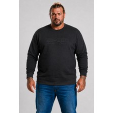 Moc Grande Mocgrande Erkek Büyük Beden Sıfır Yaka 3ip Sweat Respect 24205 Sıyah