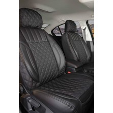 Freshstart Fiat Linea Mood Uyumlu Yarı Deri Oto Koltuk Kılıfı Siyah Petra Serisi