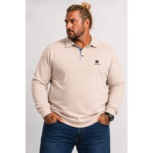 Mocgrande Erkek Büyük Beden Polo Yaka Sweat Moc Grande 24410 Bej