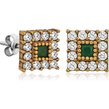 Inure Jewelry Gümüş Otantik Kare Çivili Bayan Küpe