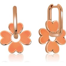 Inure Jewelry ​Gümüş Fosforlu Turuncu Yonca Küpe