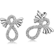 Inure Jewelry Gümüş Kanatlı Sonsuzluk Çivili Küpe