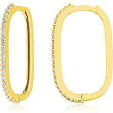 Inure Jewelry Gümüş Zirkon Taşlı Halka Kadın Küpe