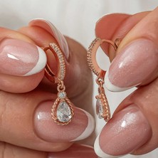 Inure Jewelry Gümüş Sallantılı Rose Damla Kadın Küpe