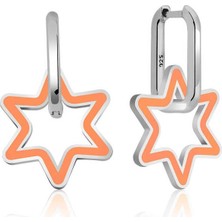 Inure Jewelry Gümüş Fosforlu Turuncu Yıldız Küpe