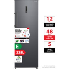 Toshiba Hızlı ve Dengeli Soğutma 238 L Dikey Derin Dondurucu Morandi Gri GR-RU312WE-PMT(06)