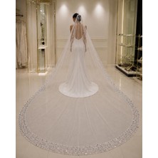 300X300 cm Dantel Kenarlı Tül Duvak, Düğün, Nişan ve Kına Aksesuarı