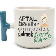 Mor Mürekkep Aptal Insanları Görmezden Gelmek Mavi Kulplu T Laf Sokma Hediyesi Bardak Kupa Fincan Mug