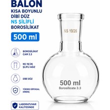 Labolist Balon Kısa Boyunlu Dibi Düz Ns Şilifli Borosilikat 500 ml