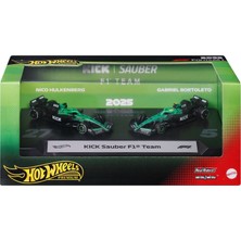 Hot Wheels Premium Kıck Sauber F1 2'li Paketi, 1:64 Ölçekli Yarış Arabaları, Sürücüler: Hulkenberg ve Bortoleto JMM92