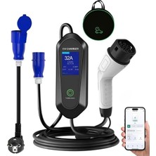 Gümrük Bey 32A 7kw Taşınabilir Elektrikli Araç Şarj Istasyonu - 5 Metre Kablo - Type 2 - Eu Plug