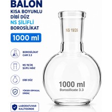 Labolist Balon Kısa Boyunlu Dibi Düz Ns Şilifli Borosilikat 1000 ml