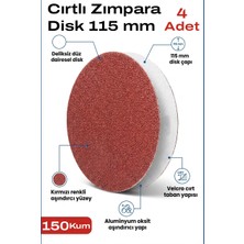 Azimli 115 mm Cırt Zımpara 150 Kum Disk Deliksiz Alüminyum Oksit 4 Adet