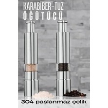 2'li Karabiber Tuz Öğütücü Profesyonel 304 Paslanmaz Çelik Manuel Baharat Değirmeni 720252