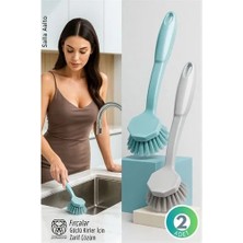 Sepetopia 2'li Mutfak Lavabo ve Tencere Fırçası Seti - Çizmez Kıl Yapılı Ergonomik Bulaşık Yıkama F�