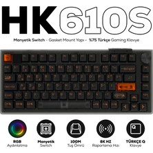 Hawk Gaming HK610S Hall Effect Manyetik Switch Rgb 8k Hz Tri-Mode Kablosuz/bluetooth Gaming Klavye