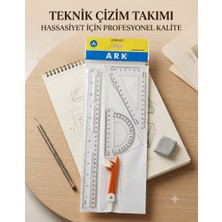 Ark Profesyonel Teknik Çizim Seti - Pergel, 30 cm Cetvel, Gönye ve Iletki Takımı