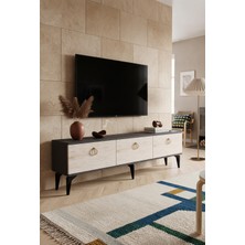 TSB8001AT - Julzh Tv Stand , Tv Sehpası Antrasit - Traverten 180 cm