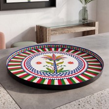 Baci Milano Dolce Vita Palm Desenli Metal Yuvarlak Tepsi 45CM