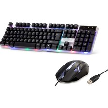 Gees Global Kablolu Oyuncu Klavye Mouse Set LED Q Siyah H837Q