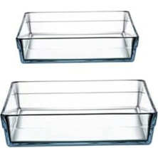 Paşabahçe Borcam 2'li Saklama Kabı Seti, Dikdörtgen, 287X197MM ve 367X257MM