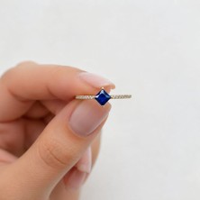 Keops Pırlanta Safir Taşlı Pırlanta Minimalist Yüzük - 3002009