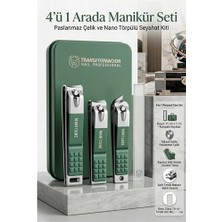 Toyigoo Profesyonel 4'ü 1 Arada Manikür Seti, Paslanmaz Çelik Tırnak Makası ve Nano Törpülü Seyahat