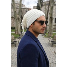Ritagarcia Unisex Arkası Ipli Büzgülü Triko Bere Kışlık Dökümlü Slouchy Beanie Bere