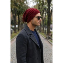 Ritagarcia Unisex Arkası Ipli Büzgülü Triko Bere Kışlık Dökümlü Slouchy Beanie Bere