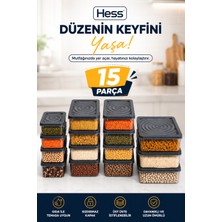 Hess Mikrodalga ve Difriz Uyumlu 15 Adet Saklama Kabı Seti 2400MLX3+1200MLX8+600MLX4
