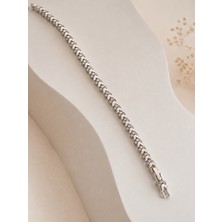 Hotchic Hotchıc Gümüş Işıltı Yaprak Detaylı Taşlı Çelik Bileklik