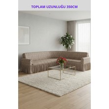 KUTLALE Jakarli Osmanlı (Şal) Desen 7 Kişilik Etekli L Köşe (Toplam Uzunluk 550CM) Koltuk Örtüsü, Streç, Esnek, Lastikli, Koltuk Kılıfı